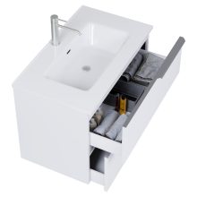 HD Cremona Matt White 80 fali mosdószekrény szálcsiszolt króm fogantyúkkal