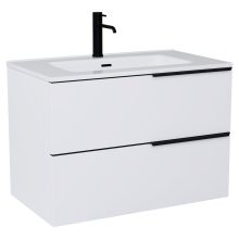 HD Cremona Matt White 80 fali mosdószekrény matt fekete fogantyúkkal