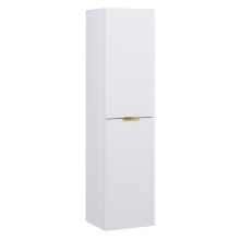 HD Palermo Matt White magasszekrény 35 cm széles függesztett fali magasszekrény, fényes arany fogantyúkkal