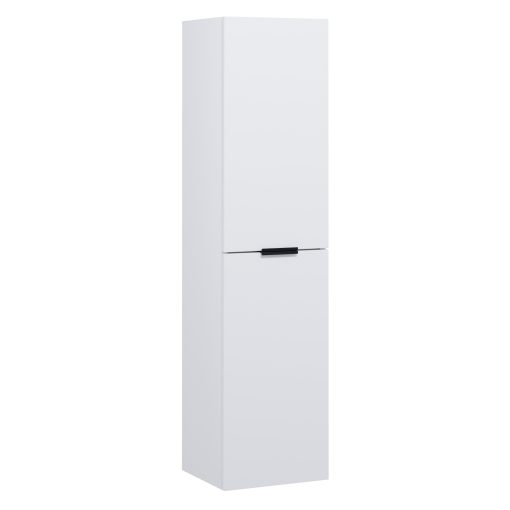 HD Palermo Matt White magasszekrény 35 cm széles függesztett fali magasszekrény, matt fekete fogantyúkkal