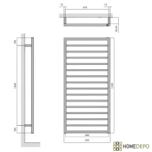 HD Herakles Antracit 1200x500 mm design törölközőszárító radiátor, matt antracit