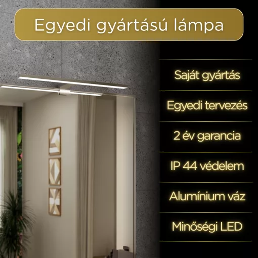 HD Element Glossy Chrome 40 cm széles LED lámpa, fényes króm