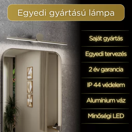 HD Lungo Glossy Chrome 50 cm széles LED lámpa, fényes króm