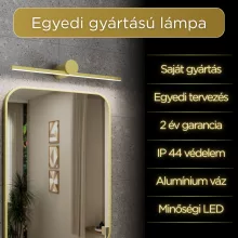 HD Lungo Brushed Gold 50 cm széles LED lámpa, szálcsiszolt arany