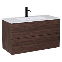 HD Aria Pro Matt Hazel 100 komplett fürdőszoba bútor fali push-to-open mosdószekrénnyel, fényes fehér slim mosdóval és tükörrel