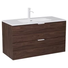 HD Palermo Matt Hazel 100 komplett fürdőszoba bútor fali mosdószekrénnyel, matt fehér fogantyúkkal, fényes fehér slim mosdóval és tükörrel