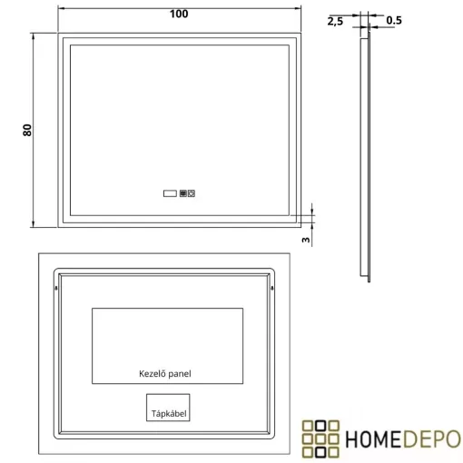 HD Palermo Matt Hazel 100 komplett fürdőszoba bútor fali mosdószekrénnyel, matt fehér fogantyúkkal, matt fekete slim mosdóval és tükörrel