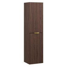 HD Palermo Matt Hazel 100 komplett fürdőszoba bútor szett fali mosdószekrénnyel, szálcsiszolt arany fogantyúkkal, matt fekete slim mosdóval, tükörrel és magasszekrénnyel