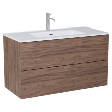 HD Aria Pro Oak 100 komplett fürdőszoba bútor fali push-to-open mosdószekrénnyel, fényes fehér slim mosdóval és tükörrel