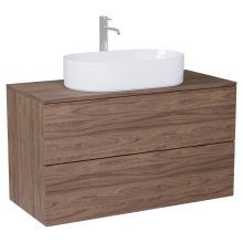 HD Zyra Pro Oak 100 komplett fürdőszoba bútor szett fali push-to-open mosdószekrénnyel, tölgyfa színű mosdópulttal, tükörrel és magasszekrénnyel