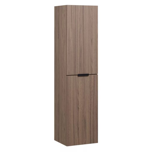 HD Salerno Oak 100/120 komplett fürdőszoba bútor szett fali mosdószekrénnyel, matt fekete fogantyúval, tölgyfa színű mosdópulttal, tükörrel és magasszekrénnyel