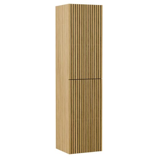 HD Palma Pro Hickory 100 komplett fürdőszoba bútor szett fali push-to-open mosdószekrénnyel, hikoridió színű mosdópulttal, tükörrel és magasszekrénnyel