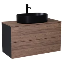 HD Zyra Pro Black-Oak 100 fali mosdószekrény, push-to-open mechanizmussal, oak mosdópulttal