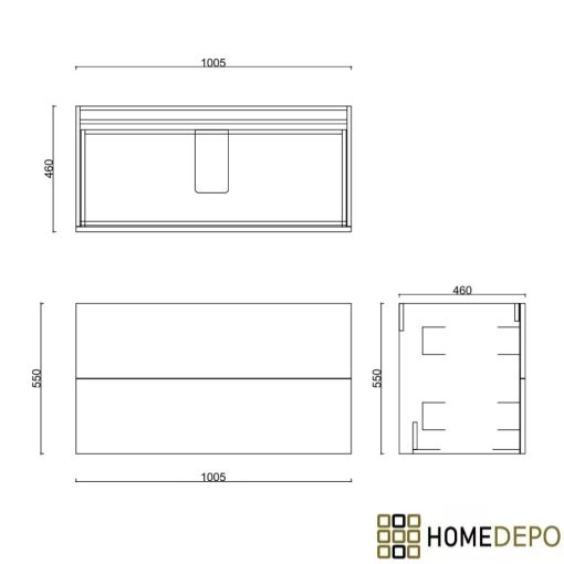 HD Parma Pro Matt Black 100 komplett fürdőszoba bútor szett fali push-to-open mosdószekrénnyel, fényes fehér slim mosdóval, tükörrel és magasszekrénnyel
