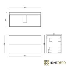 HD Palma Pro Black 100 fali mosdószekrény, push-to-open mechanizmussal, hikoridió színű mosdópulttal