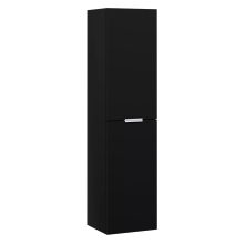 HD Salerno Matt Black 100 komplett fürdőszoba bútor szett fali mosdószekrénnyel, matt fehér fogantyúval, tölgyfa színű mosdópulttal, tükörrel és magasszekrénnyel