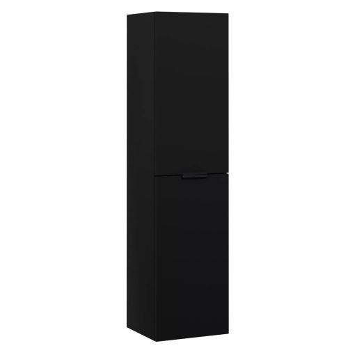 HD Salerno Matt Black 100/120 komplett fürdőszoba bútor szett fali mosdószekrénnyel, matt fekete fogantyúval, tölgyfa színű mosdópulttal, tükörrel és magasszekrénnyel