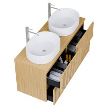 HD Palma Pro Hickory 120 fali mosdószekrény, push-to-open mechanizmussal, hikoridió színű mosdópulttal