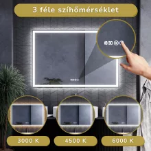 HD Palma Black 120 komplett fürdőszoba bútor fali mosdószekrénnyel, hikoridió színű mosdópulttal, matt fekete fogantyúkkal és tükörrel