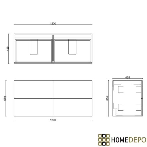 HD Palma Pro Black 120 komplett fürdőszoba bútor fali push-to-open mosdószekrénnyel, hikoridió színű mosdópulttal és tükörrel