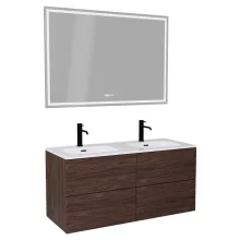 HD Aria Pro Matt Hazel 120 komplett fürdőszoba bútor fali push-to-open mosdószekrénnyel, fényes fehér slim mosdóval és tükörrel