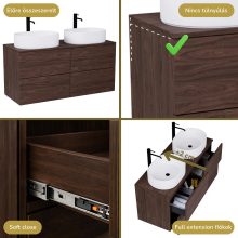 HD Zyra Pro Matt Hazel 120 komplett fürdőszoba bútor fali push-to-open mosdószekrénnyel, mogyoró színű mosdópulttal és tükörrel