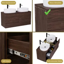 HD Zyra Pro Matt Hazel 120 komplett fürdőszoba bútor szett fali push-to-open mosdószekrénnyel, mogyoró színű mosdópulttal, tükörrel és magasszekrénnyel