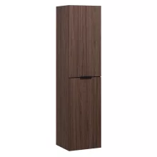 HD Salerno Matt Hazel 120 komplett fürdőszoba bútor szett fali mosdószekrénnyel, matt fekete fogantyúval, mogyoró színű mosdópulttal, tükörrel és magasszekrénnyel