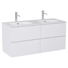 HD Aria Pro Silk Matt White 120 fali mosdószekrény, push-to-open mechanizmussal, fényes fehér slim mosdóval