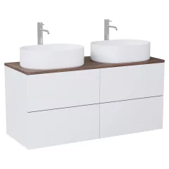   HD Zyra Pro Silk Matt White 120 fali mosdószekrény, push-to-open mechanizmussal, tölgyfa színű mosdópulttal