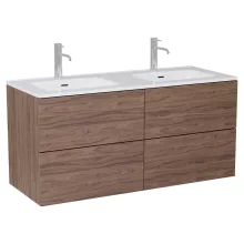 HD Aria Pro Oak 120 fali mosdószekrény, push-to-open mechanizmussal, fényes fehér slim mosdóval