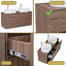 HD Zyra Pro Oak 120 fali mosdószekrény, push-to-open mechanizmussal, tölgyfa színű mosdópulttal