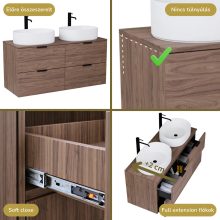 HD Salerno Oak 120 fali mosdószekrény tölgyfa színű mosdópulttal és matt fekete fogantyúkkal