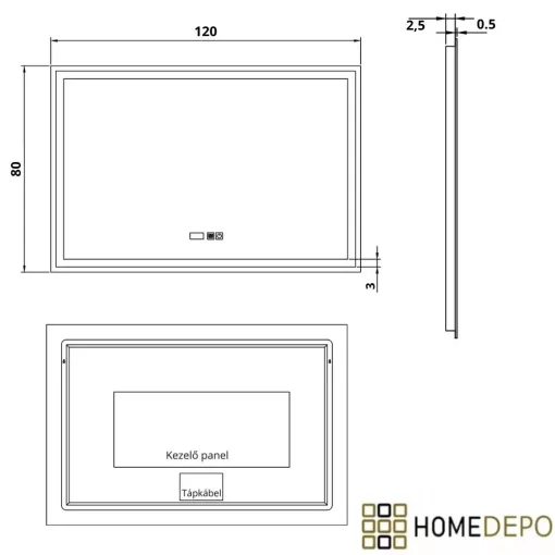 HD Salerno Hickory 120 komplett fürdőszoba bútor szett fali mosdószekrénnyel, matt fehér fogantyúval, hikoridió színű mosdópulttal, tükörrel és magas szekrénnyel