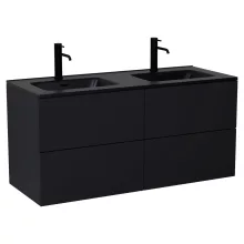 HD Aria Pro Black 120 fali mosdószekrény, push-to-open mechanizmussal, matt fekete slim mosdóval