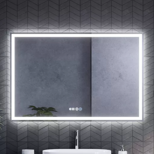 HD Salerno Black-Oak 120 komplett fürdőszoba bútor szett fali mosdószekrénnyel, matt fehér fogantyúval, tölgyfa színű mosdópulttal, tükörrel és magasszekrénnyel