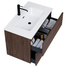 HD Aria Pro Matt Hazel 60 fali mosdószekrény, push-to-open mechanizmussal, fényes fehér slim mosdóval