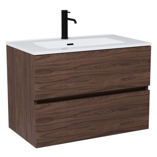 HD Aria Matt Hazel 60 komplett fürdőszoba bútor fali mosdószekrénnyel, fényes fehér slim mosdóval és tükörrel