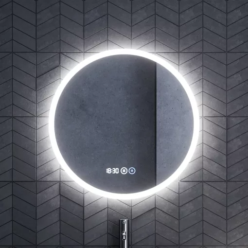 HD Aria Pro Matt Hazel 60 komplett fürdőszoba bútor fali push-to-open mosdószekrénnyel, matt fekete slim mosdóval és tükörrel