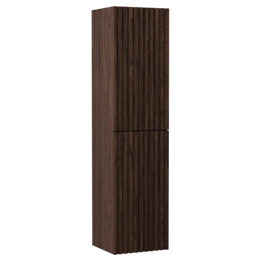 HD Ravello Pro Matt Hazel 60 komplett fürdőszoba bútor szett fali push-to-open mosdószekrénnyel, fényes fehér slim mosdóval, tükörrel és magasszekrénnyel