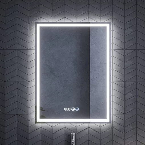 HD Ravello Pro Matt Hazel 60 komplett fürdőszoba bútor fali push-to-open mosdószekrénnyel, matt fekete slim mosdóval és tükörrel