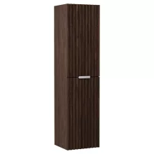 HD Ravello Matt Hazel 60 komplett fürdőszoba bútor szett fali mosdószekrénnyel, matt fehér fogantyúkkal, matt fekete slim mosdóval, tükörrel és magasszekrénnyel