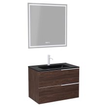 HD Cremona Matt Hazel 60 komplett fürdőszoba bútor fali mosdószekrénnyel, matt fehér fogantyúkkal, matt fekete slim mosdóval és tükörrel