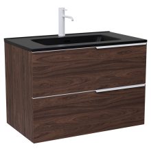 HD Cremona Matt Hazel 60 komplett fürdőszoba bútor fali mosdószekrénnyel, matt fehér fogantyúkkal, matt fekete slim mosdóval és tükörrel