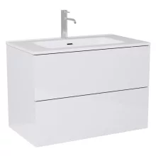 HD Aria Pro Lacquer White 60 komplett fürdőszoba bútor fali push-to-open mosdószekrénnyel, fényes fehér slim mosdóval és tükörrel