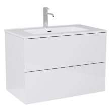 HD Aria Pro Lacquer White 60 komplett fürdőszoba bútor szett fali push-to-open mosdószekrénnyel, fényes fehér slim mosdóval, tükörrel és magasszekrénnyel