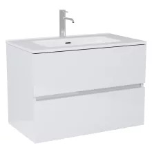 HD Aria Lacquer White 60 komplett fürdőszoba bútor szett fali mosdószekrénnyel, fényes fehér slim mosdóval, tükörrel és magasszekrénnyel