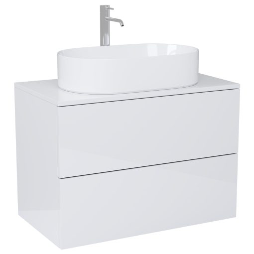 HD Zyra Pro Lacquer White 60 fali mosdószekrény, push-to-open mechanizmussal, fényes fehér mosdópulttal