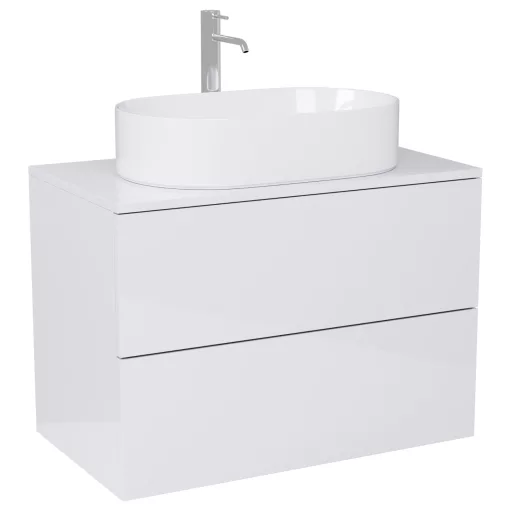 HD Zyra Pro Lacquer White 60 fali mosdószekrény, push-to-open mechanizmussal, fényes fehér mosdópulttal