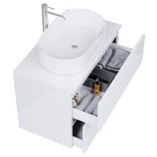 HD Zyra Pro Lacquer White 60 fali mosdószekrény, push-to-open mechanizmussal, fényes fehér mosdópulttal